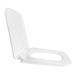 taxan toilet seat cover square 45cm x 35 cm  soft close hydraulic mechanism  durable polypropylene western commode seat with diy installation kit  glossy white finish