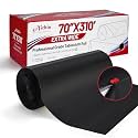 Plastic Table Cloth, 70 in x 310 ft Extra Wide Black Disposable Tablecloth
