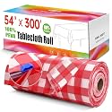 Plastic Table Cloth Disposable, 54In X 300Ft Picnic Table Cover Roll