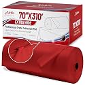 Plastic Table Cover Roll, 70 in x 310 ft Extra Wide Red Plastic Tablecloth