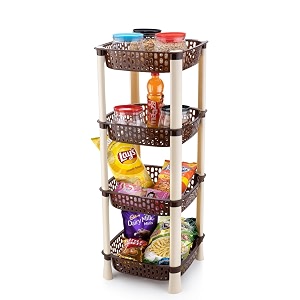 plastic vegetable basket rack  fruit amp potato storage organizer  plastic  brown  4 layer