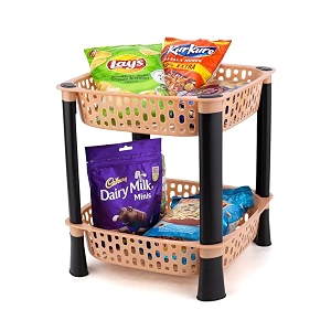 plastic vegetable basket rack  fruit amp potato storage organizer  plastic  ivory  2 layer