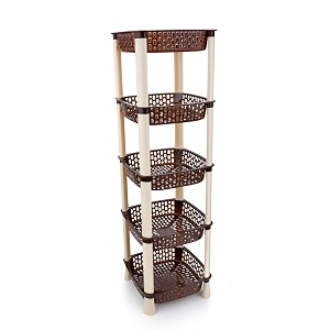 plastic vegetable basket rack  fruit amp potato storage organizer  plastic  brown  5 layer