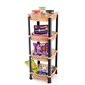 plastic vegetable basket rack  fruit amp potato storage organizer  plastic  ivory  4 layer