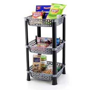 plastic vegetable basket rack  fruit amp potato storage organizer  plastic  silver  3 layer