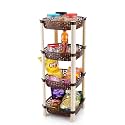 Plastic Vegetable Basket Rack | Fruit & Potato Storage Organizer | Plastic | Brown | 4 Layer