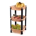 Plastic Vegetable Basket Rack | Fruit &amp; Potato Storage Organizer | Plastic | Ivory | 3 Layer