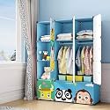 SNKR Essentials 1-Door Plastic Wardrobe for Kids| Almirah and Wardrobe for Baby Clothes| Modular Storage Cabinet with Wheels|Kids Multi-Purpose Collapsible Wardrobe