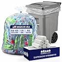 Plasticplace 64-65 Gallon Trash Can Liners for Toter │ 1.5 Mil │ Clear Heavy Duty Garbage Bags │ 50” X 60” (50Count) (W65LDCTL)