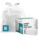 Plasticplace Trash Bags, Compatible with simplehuman Code B (200 Count) White Drawstring Garbage Liners 1.6 Gallon / 6 Liter, 12.25" x 17.75"