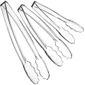 PlasticPro Clear Serving Tongs Combo Set - 4 Each of 7.5'', 9'', 12'' Heavy Duty Reusable Kitchen and BBQ Tongs for Parties, Caterings, Events, Buffet, Weddings - Pack of 12