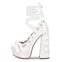 Platform Heels Chunky Bow Ribbon Pumps