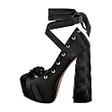 Platform Heels Chunky Bow Ribbon Pumps