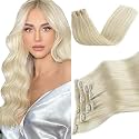 Platinum Blonde Clip in Hair Extensions Real