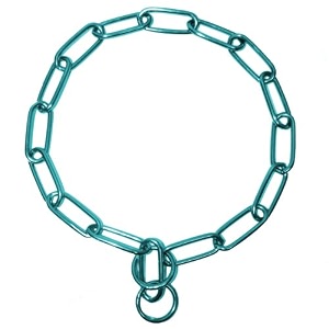 platinum pets coated fur saver chain training collar 27-inch by 4mm teal