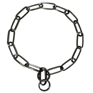platinum pets coated fur saver chain training collar 21-inch by 3mm black chrome