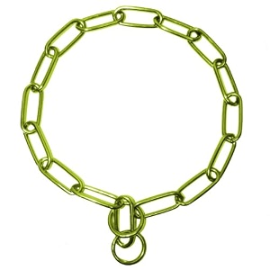 platinum pets coated fur saver chain training collar 21-inch by 3mm corona lime
