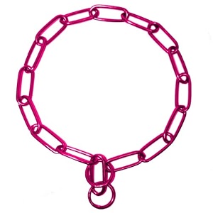 platinum pets coated fur saver chain training collar 19-inch by 3mm raspberry