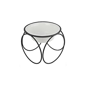 platinum pets olympic single diner feeder with stainless steel catdog bowl x-small pearl white