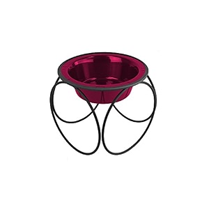 platinum pets olympic single diner feeder with stainless steel catdog bowl x-small raspberry pop