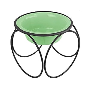 platinum pets olympic single diner feeder with stainless steel dog bowl medium mint green