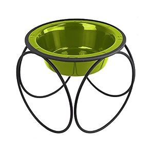 platinum pets olympic single diner feeder with stainless steel dog bowl large corona lime