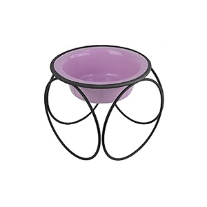platinum pets olympic single diner feeder with stainless steel dog bowl small sweet lilac