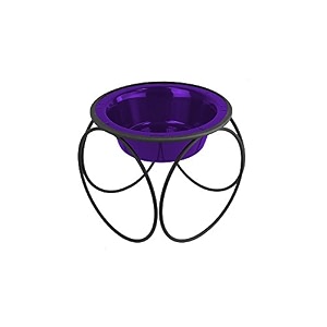 platinum pets olympic single diner feeder with stainless steel catdog bowl x-small electric purple