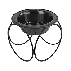 platinum pets olympic single diner feeder with stainless steel dog bowl medium black chrome