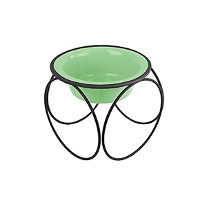 platinum pets olympic single diner feeder with stainless steel dog bowl small mint green