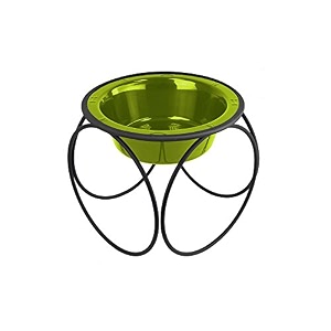 platinum pets olympic single diner feeder with stainless steel dog bowl small corona lime