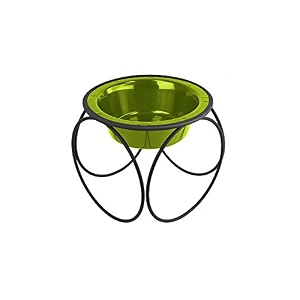platinum pets olympic single diner feeder with stainless steel catdog bowl x-small corona lime