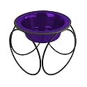 Platinum Pets Olympic Single Diner Feeder with Stainless Steel Dog Bowl, Large, Electric Purple