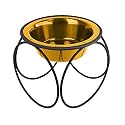 Platinum Pets Olympic Single Diner Feeder with Stainless Steel Dog Bowl, Large, 24K Gold