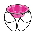 Platinum Pets Olympic Single Diner Feeder with Stainless Steel Dog Bowl, Medium, Bubblegum Pink