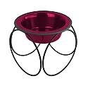 Platinum Pets Olympic Single Diner Feeder with Stainless Steel Dog Bowl, Medium, Raspberry Pop