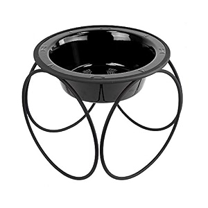 platinum pets single olympic diner feeder with stainless steel dog bowl 625 cup50 oz midnight black