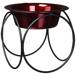 platinum pets single olympic diner feeder with stainless steel dog bowl 625 cup50 oz candy apple red