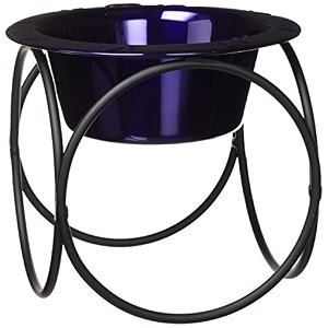 platinum pets single olympic diner feeder with stainless steel dog bowl 35 cup28 oz electric purple