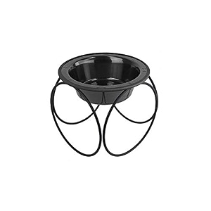 platinum pets single olympic diner feeder with stainless steel catpuppy bowl75 cup6 oz black chrome