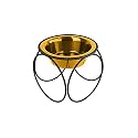 Platinum Pets Single Olympic Diner Feeder with Stainless Steel Cat/Puppy Bowl.75 Cup/6 oz, 24 Karat Gold