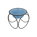 Platinum Pets Single Olympic Diner Feeder with Stainless Steel Dog Bowl, 10 oz, Blue