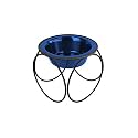 Platinum Pets Single Olympic Diner Feeder with Stainless Steel Cat/Puppy Bowl.75 Cup/6 oz, Sapphire Blue