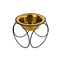 Platinum Pets Single Olympic Diner Feeder with Stainless Steel Dog/Cat Bowl, 1.25 Cup/10 oz, 24 Karat Gold