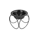 Platinum Pets Single Olympic Diner Feeder with Stainless Steel Cat/Puppy Bowl.75 Cup/6 oz, Black Chrome