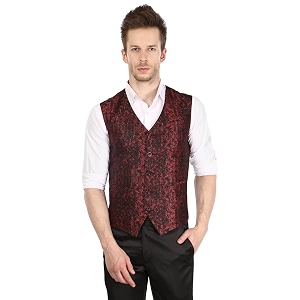 PLATINUM STUDIO Mens Waistcoat NJ-796-MRN-38 Maroon 38