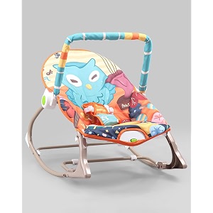 play nation newborn to toddler portable baby rocker cum bouncer with mosquito netelectric vibration amp musicadjustable backrest recline rocker3 point safety harnessbaby rocker for 0-2 yrs orange