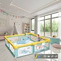 CAREIT Playards|Playpen for Kids up to 4 Years,Spacious 150x150 cm Baby Play Yard with Safety Lock &amp; Hand Grip, Thick Padding &amp; 360° Mesh Visibility, Portable Activity Center for Toddlers - Aqua Green