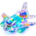 Playbees Light Up Transparent Gear Airplane, Bump & Go Toddler Sensory Toy