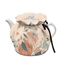 Playful Floral Tea Pot and Kettle Insulated Drawstring Dust Bag Covers - Decorative - Shock-Proof Drop-Proof